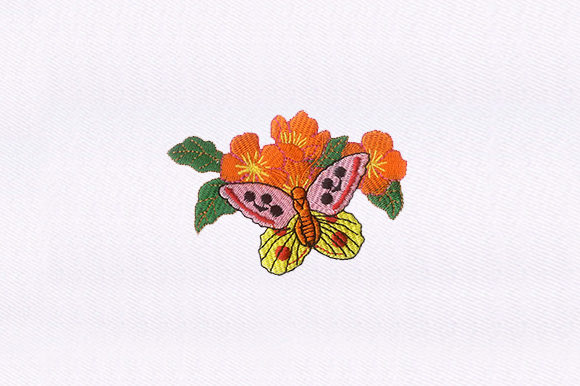 Butterfly Flowers Embroidery Design