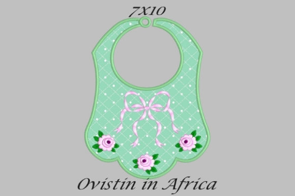 Green Cute Adorable Baby Bib with Roses Small