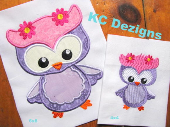 Spring Owl with Flowers Applique